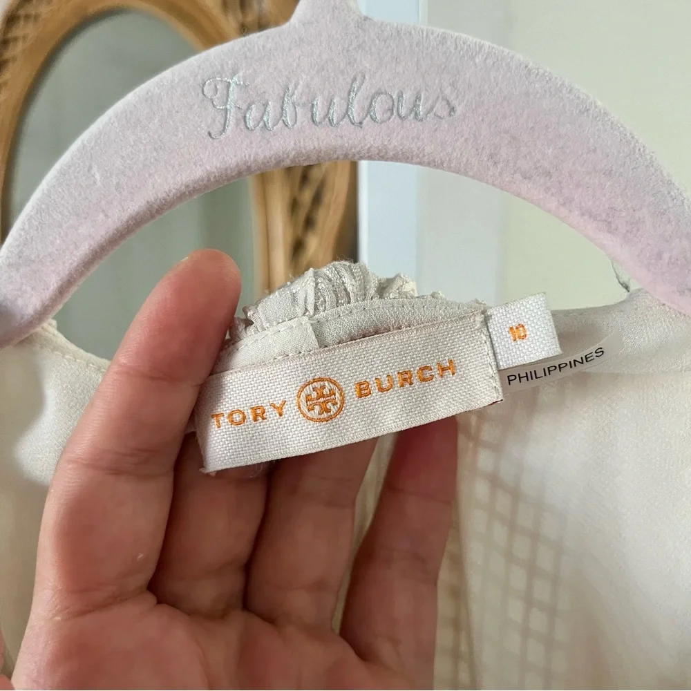 Tory Burch / RUNWAY Textured 100% Silk Georgette Bow Dress